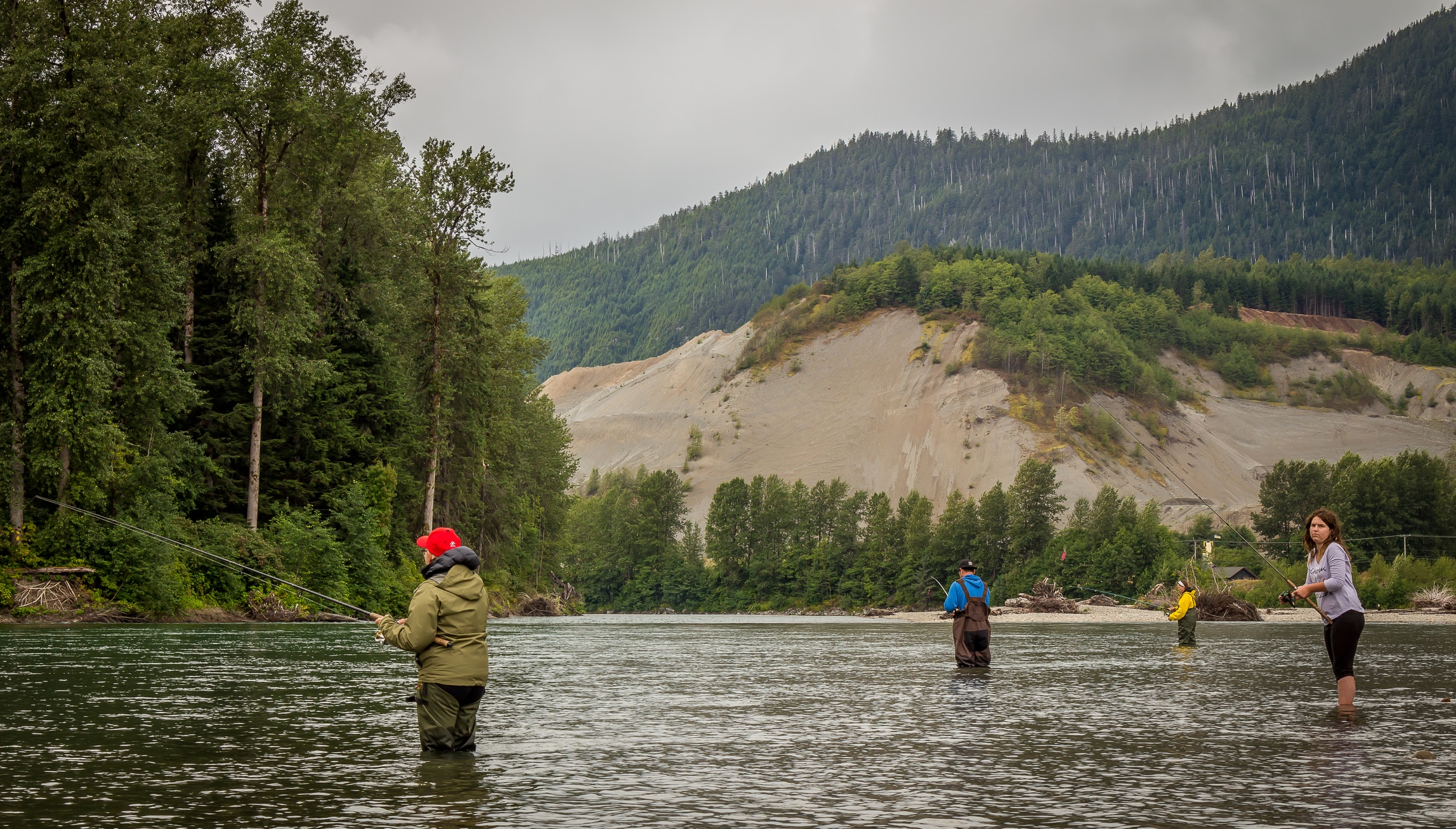 people fly fishing in the Kitimat River