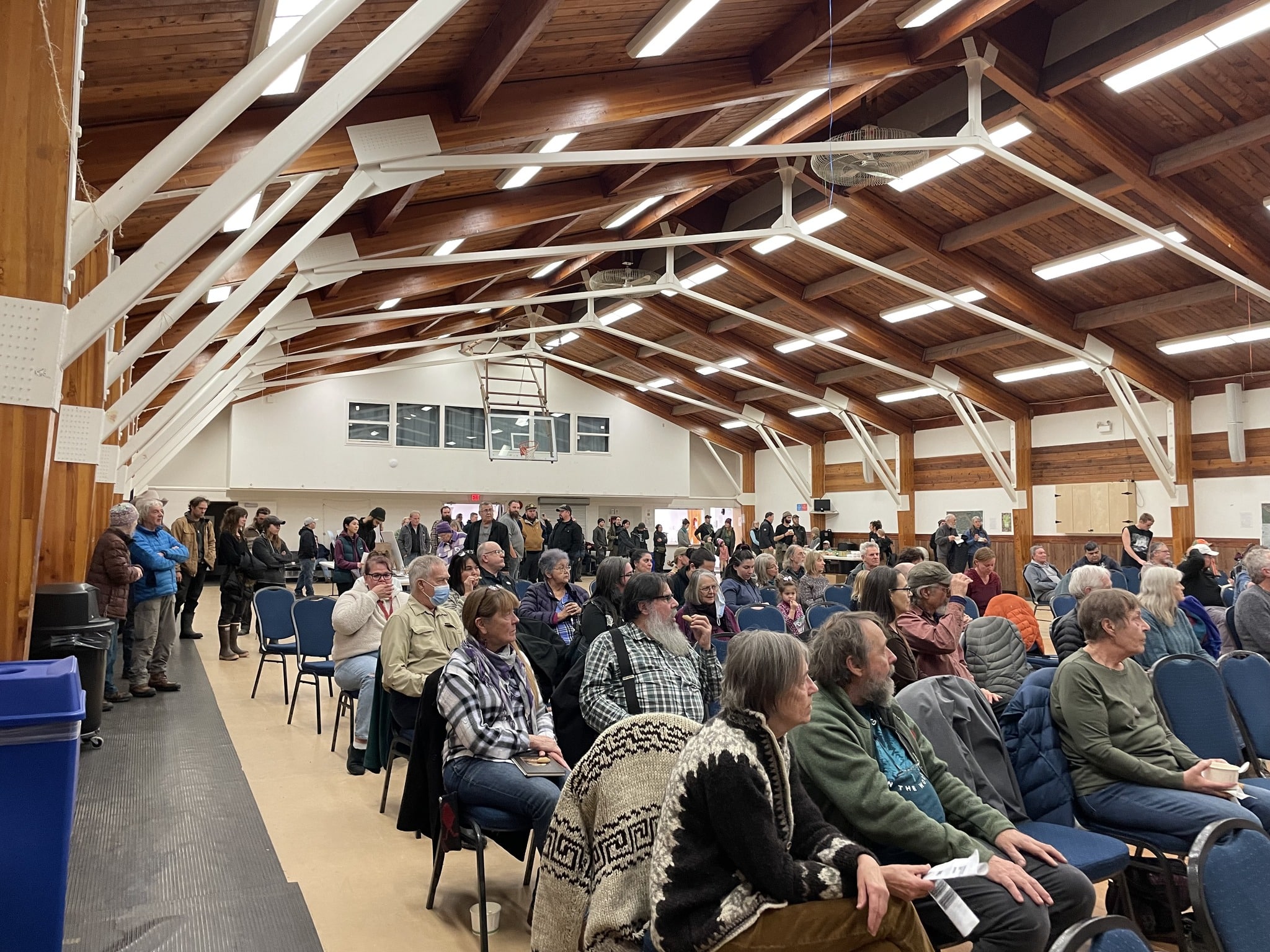 Town hall meeting of Kispiox Valley residents on the Ksi Lisims LNG project.